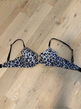 Victoria's Secret Leopard Print Push-Up Bra - Purple, Black & White